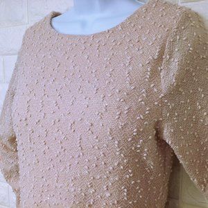 Y2K Jennifer Lopez Textured Knobby Knit Top Sequins -M Back Cut-out Blush Pink